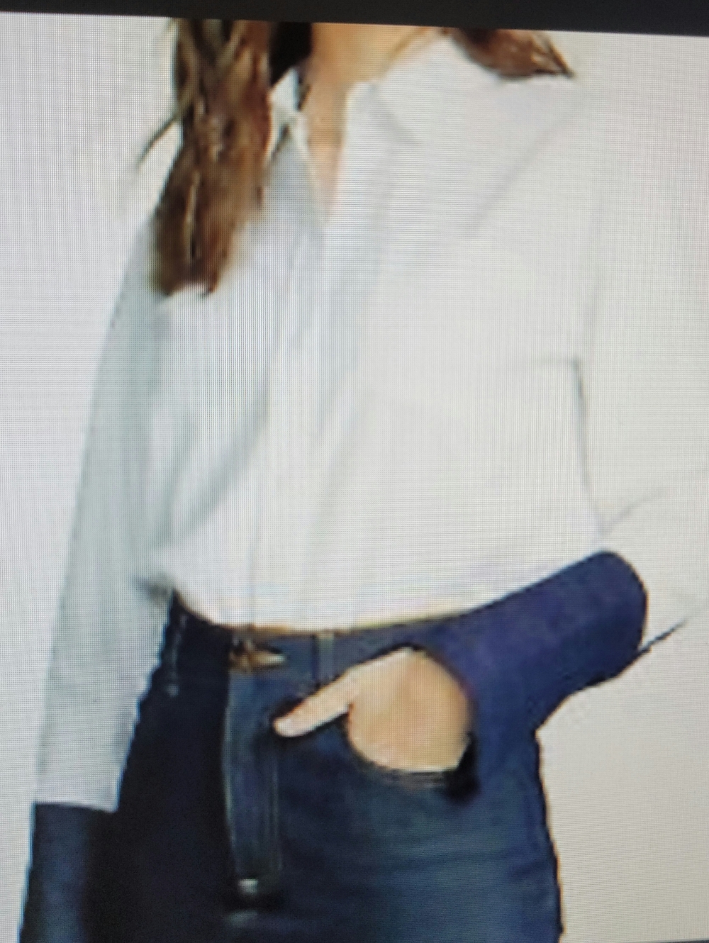 Current/Elliott White Button-Down Shirt with Navy Cuffs